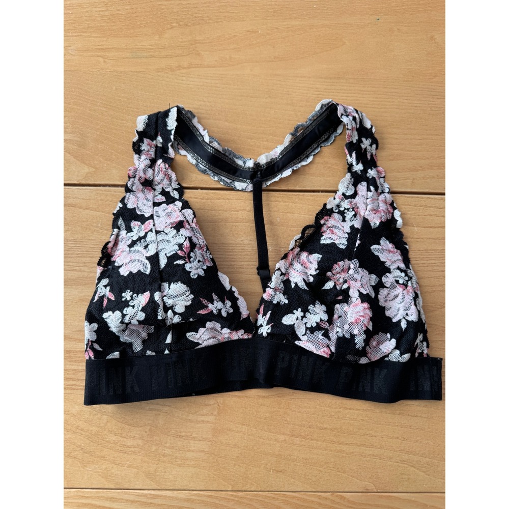 PINK Victoria Secret Floral Lace Bralette Womens Small Racerback Stretch Boho - Picture 1 of 11